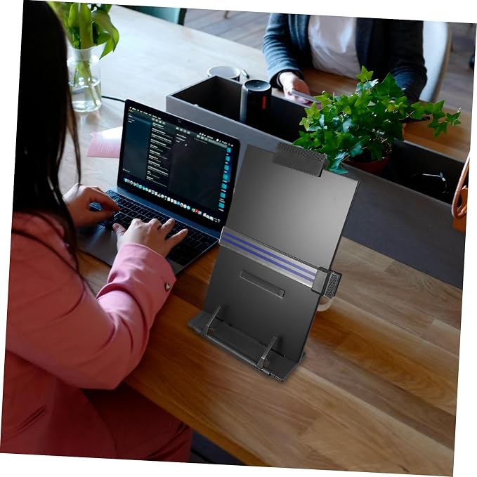 NUOBESTY Adjustable Reading Stand for Desk Metal Document Holder Clip for Typing and Studying Compatible Laptops and Books Office Supplies