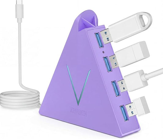 USB C Hub, USB Type C to 4-Port USB 3.0 Adapter for MacBook, Surface, Laptop, Flash Drive, Mouse, Keyboard, HDD (2ft, Light Purple)