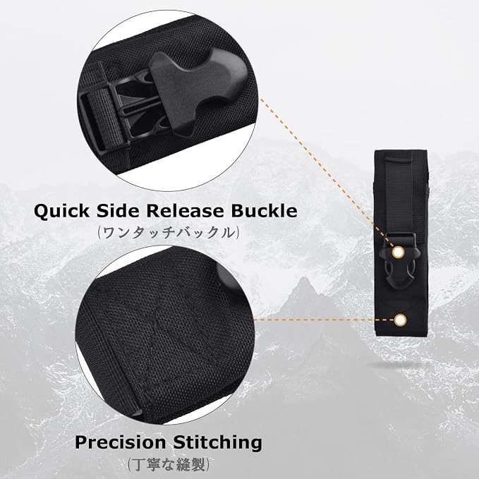 YAPJEB Tactical Flashlight Pouch Holster, Rotatable Flashlight Holder Belt Clip Torch Carry Case for Police Military Security Belt Accessories