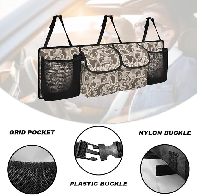 Brown Camo Trunk Storage Organizer Foldable Vehicle Interior Cargo Organizer Accessories 37" x 11.8" Large Capacity Car Organizers and Storage for Cars SUV Sedans