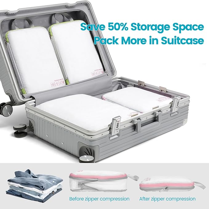 Cambond Compression Packing Cubes for Travel - Lightweight Expandable Travel Bags Luggage Organizers Travel Essentials Compression Cubes for Travel Space Saver for Carry on Suitcases Organizer