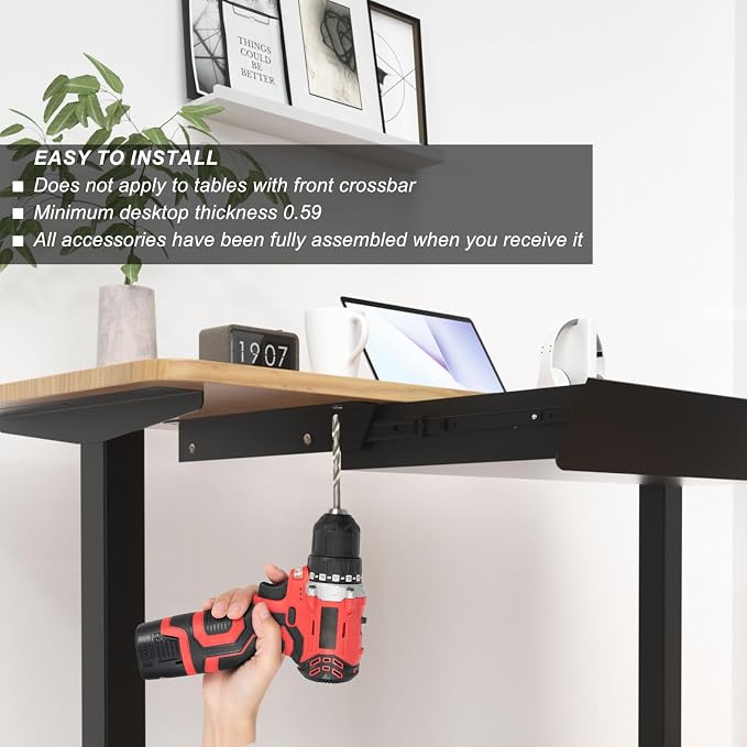 Under Desk Drawer with Removable Tray, 22.4" Wide 2-in-1 Organizer – 60° Ergonomic Tilt, 4-Compartment Insert for Pens, Phones & Cables, Ball Bearing Slides, for Home Office & Student Desk