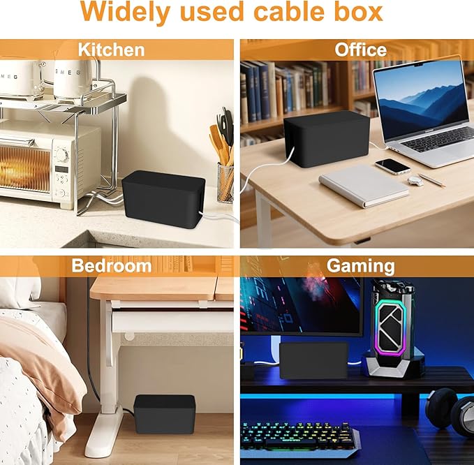 Mini Cable Management Cord Cover Wire Hider Box Concealer Organizer Protector System for Home Theater Entertainment Center Office School (Mini, Black)