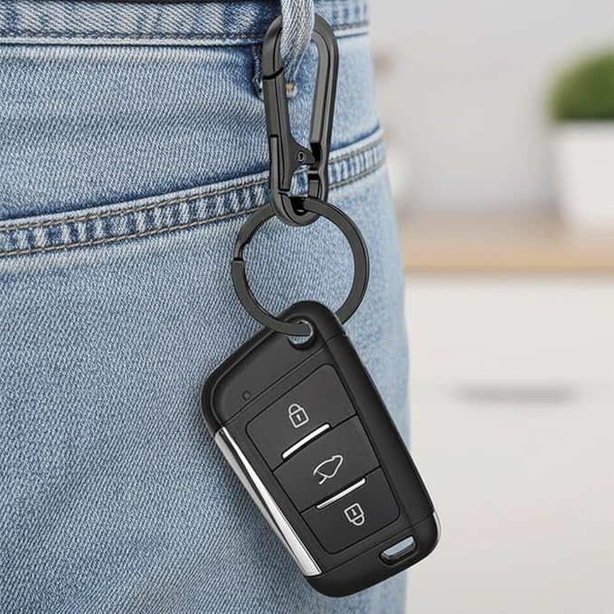 Metal Key Chain Sturdy Keyring Clip Holder for Car and Home Keys, Keychains For Men and Women 4 Pack DIY