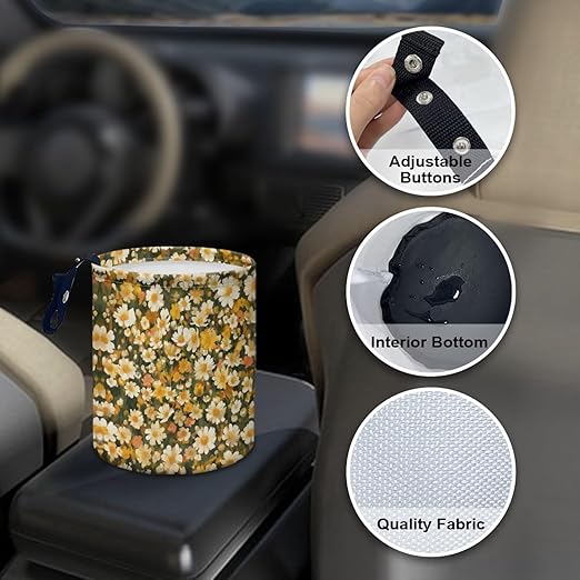 Black Cat Maple Leaf Pumpkin Car Front Seat Can Leak Proof Front Seat Back Seat Garbage Container Bag Kitchen Rubbish Bin Fashion Vehicle Organization Bin, Easy to Use