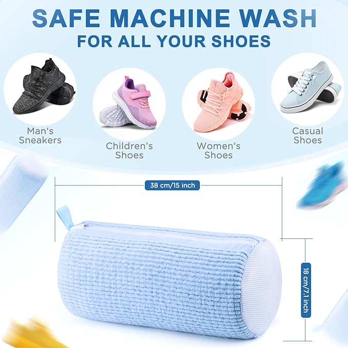 Aship Shoe Washing Machine Bag, Laundry Shoe Bag for Washer and Dryer - Reusable Shoe Cleaning Bag for Sneakers,Tennis Shoes, 360° Deep Cleaning With Self-locking Zipper for All Shoe Sizes - Blue,1PC