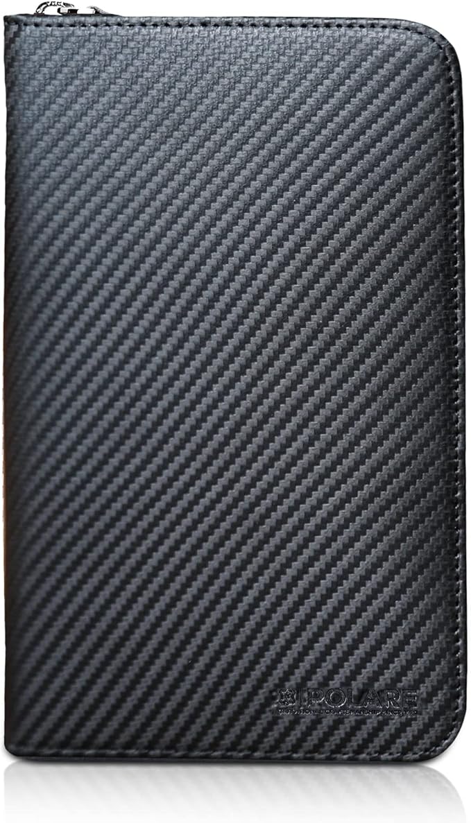 Polare Full Grain Leather Passport Holder Cover Case for Men RFID Blocking Travel Wallet Holds 4 Passports (Carbon Black)