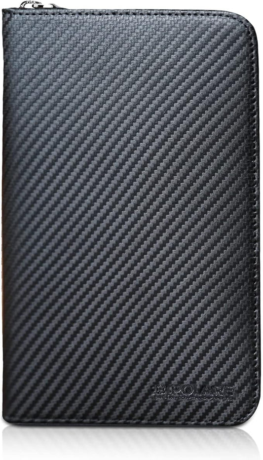 Polare Full Grain Leather Passport Holder Cover Case for Men RFID Blocking Travel Wallet Holds 4 Passports (Carbon Black)