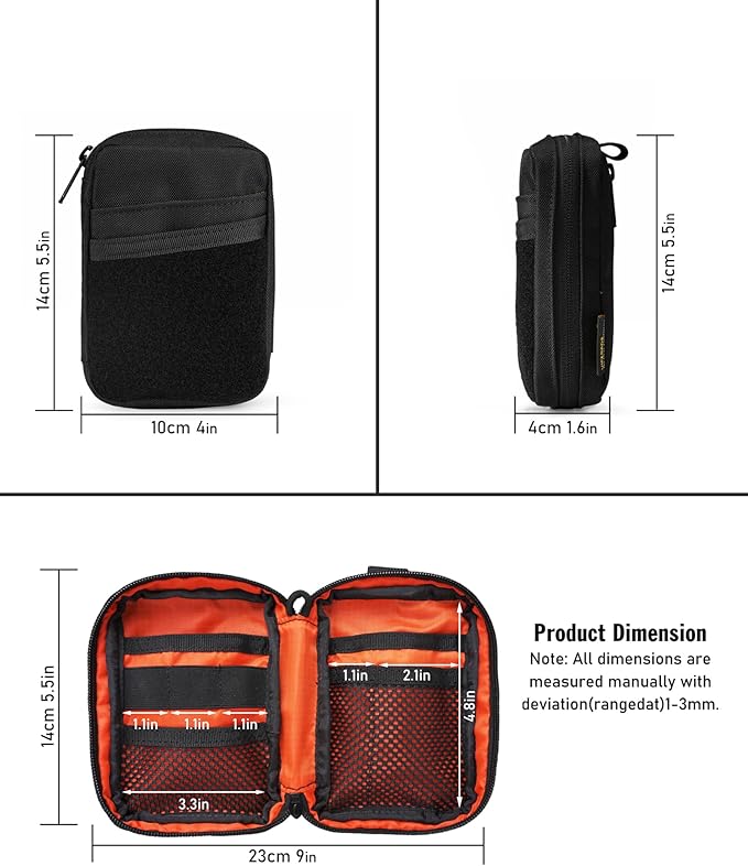 VIPERADE VE26 EDC Pouch Organizer with 11 Compartments, Small Tool Pouch with DIY Patches Area, EDC Pocket Organizer for Mutitools