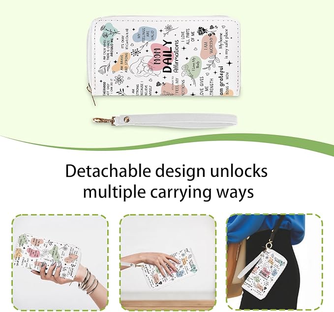 New Mom Affirmation Gifts Womens Wallet - Small Slim PU Leather Wallet for Women with Zipper Coin Purse, Credit Card Holder Wallets, Wristlet Wallets for Female New Mom Pregnant Mother