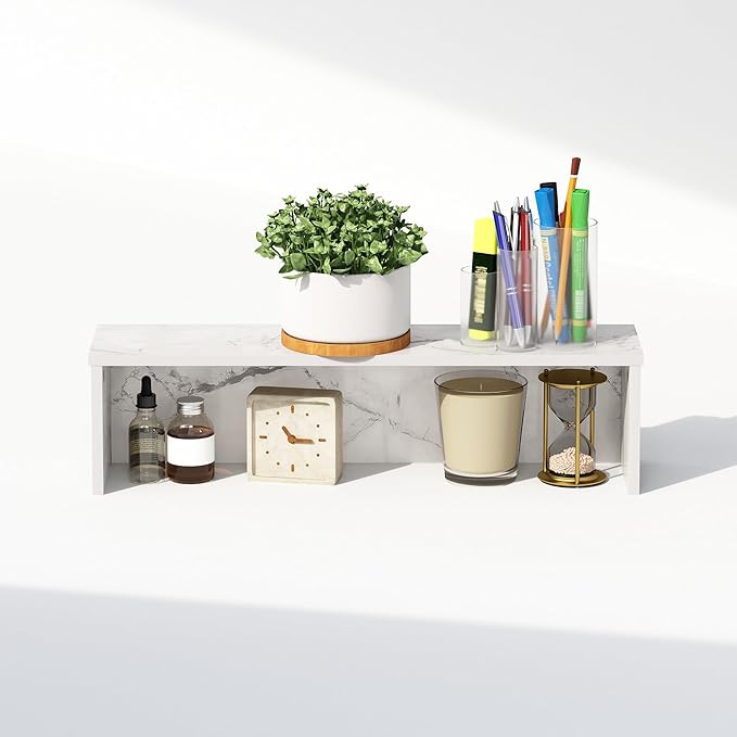 Furinno Classic Desk Organizers and Accessories, 23-Inch Desk Organizer, Desktop Organizer, for Office Supplier, Office Desk Accessories, Marble White