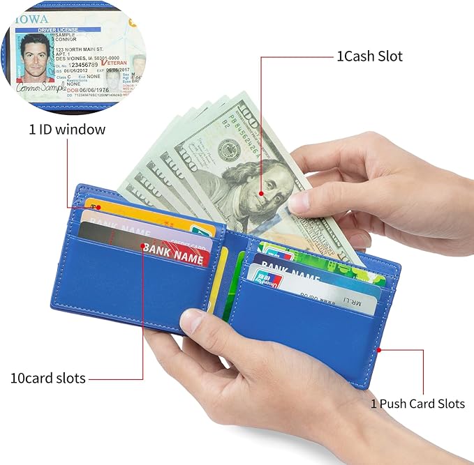 SENDEFN Wallet for Men RFID Blocking Bifold Leather Credit Card Holder