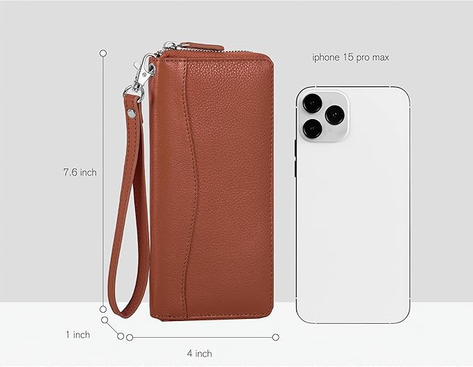 Oak Leathers Tan Leather Wallet for Women - RFID Womens Wallet Clutch with 8 Credit Card Holder, Coin Pocket, Gift for Women’s Cognac Purses