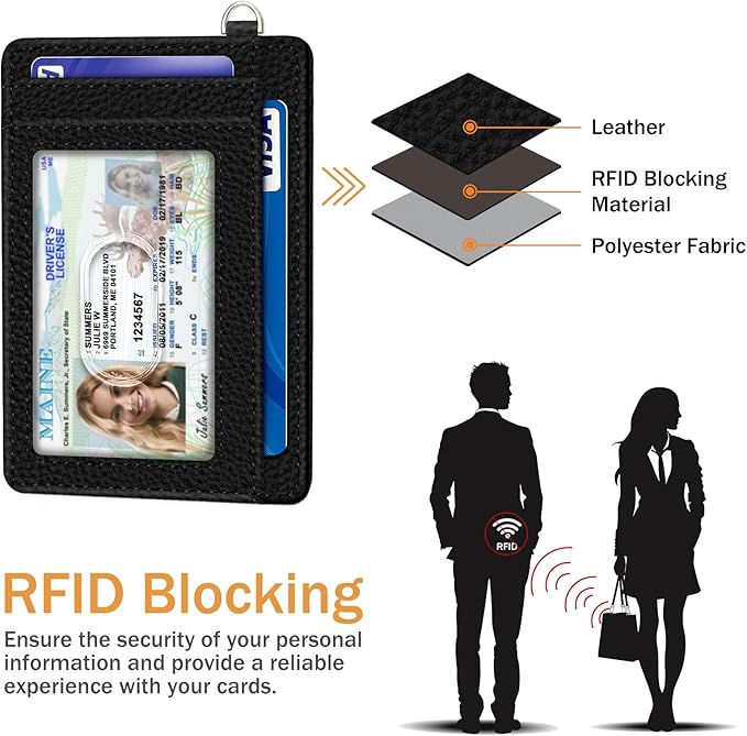 Yonlevres Credit Card Holder Slim Wallet, RFID Wallet Women Front Pocket Small Card Holder, Travel Cute Funny Thin Card Case ID Window PU Leather RFID Blocking Card Organizer Gifts Girls Ladies