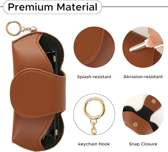KINIVA Sunglasses Holder for Car Visor Faux Leather Glasses Case with Detachable Clips for Car Visor Automotive & Travel
