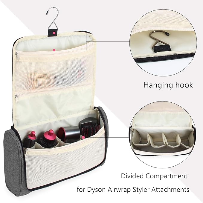 Teamoy Travel Storage Bag Compatible with Dyson Airwrap Styler, Portable Travel Organizer for Airwrap Styler and Attachments, Gray