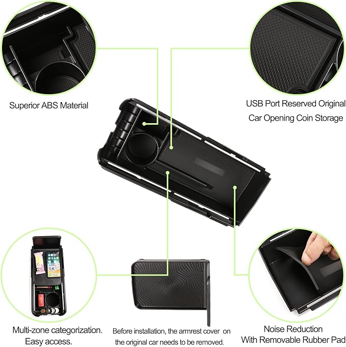 Center Console Organizer for Honda CR-V 2017-2019 CRV Console Handrail Privacy Organizer Tray Central Control Armrest Box Glove Secondary Storage Box Insert Pallet Manager Container Accessories ABS