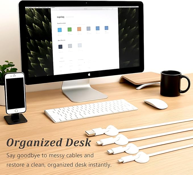 20-Pack Adhesive Cable Clips – Simple Wire Organizer Holders for Desk, Car, Home, and Office Cord Management