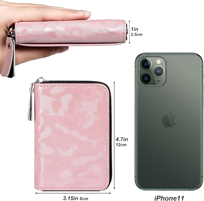 EcoVision Credit Card Holder RFID Card Case Wallet, Small Accordion Zipper Card Case Holder, Card Organizer Case for Women Men