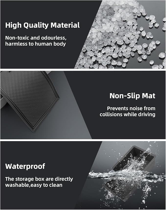 2PCS Center Console Organizer for Chevy Equinox 2026 2025 Armrest Insert Storage Tray with Non-Slip Rubber Mat Chevy Equinox Organiser Accessories-Black(Not for Equinox EV)