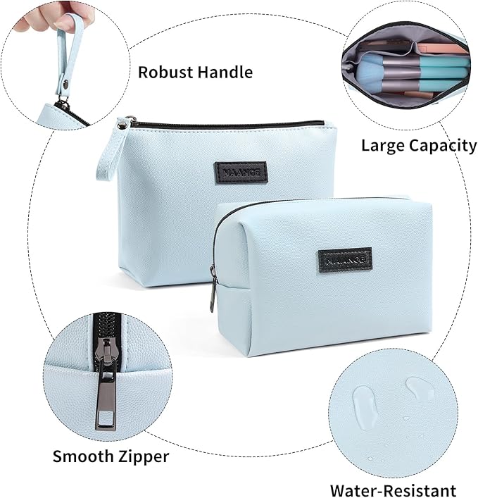 Cosmetic Bags for Women Small Makeup Bag for Purse Pu Leather Makeup Pouch Travel Makeup Bag with Zipper Make Up Bag for Travelling