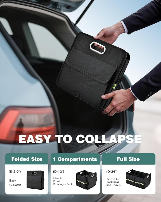 FLORICH Trunk Organizer for Suv, Premium Waterproof Car Organizers and Storage, Collapsible Multi-Compartment Truck Organizer Back Seat Storage for Car