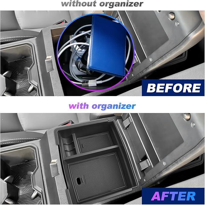 SXCY for 2024 2025 2026 Toyota Tacoma Center Console Organizer for 2024 2025 2026 Tacoma Accessories for 2024-2026 Toyota Tacoma Console Organizer Tray 2026 Tacoma Limited Accessories (w/USB Hole)