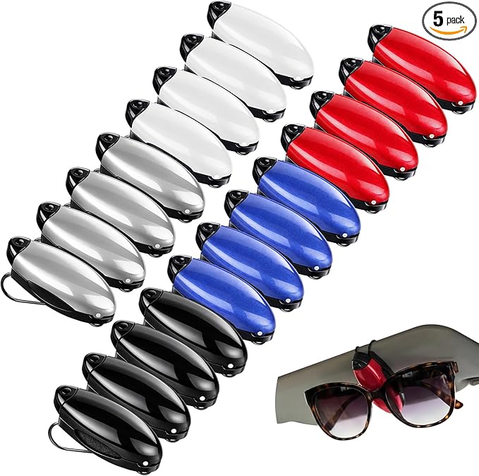 Frienda 5 Pcs Auto Car Vehicle Sun Visor Clip Holder Sunglasses Holder for Eyeglasses Mount Ticket Card Clip for Car Accessories (Classic Color)
