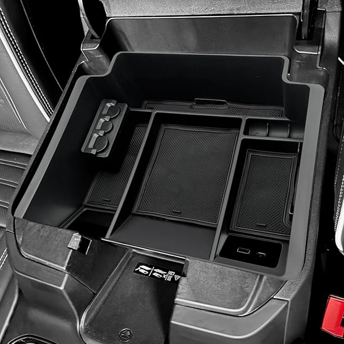 Center Console Organizer fit for GMC 2023 2024 2025 Sierra/Chevy Silverado 1500 Accessories, 2024-2025 2500HD 3500HD (Wireless Charger With Full Console w/Bucket Seats Only)