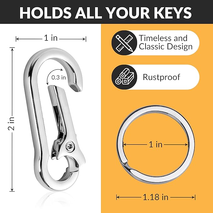 Rainspire Key Ring Keychain Keyrings Key Chain Holder Clip Key Organizer Key Chain Ring for Men and Women, 3 Pack