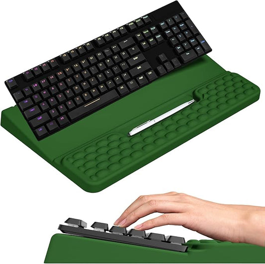 Keyboard Stand with Wrist Rest, Computer Keyboard Pad with Wrist Support, Ergonomic Keyboard Riser Holder Lift Tray, Soft Memory Foam Desk Wrist Pad for Office, Home, School - Green
