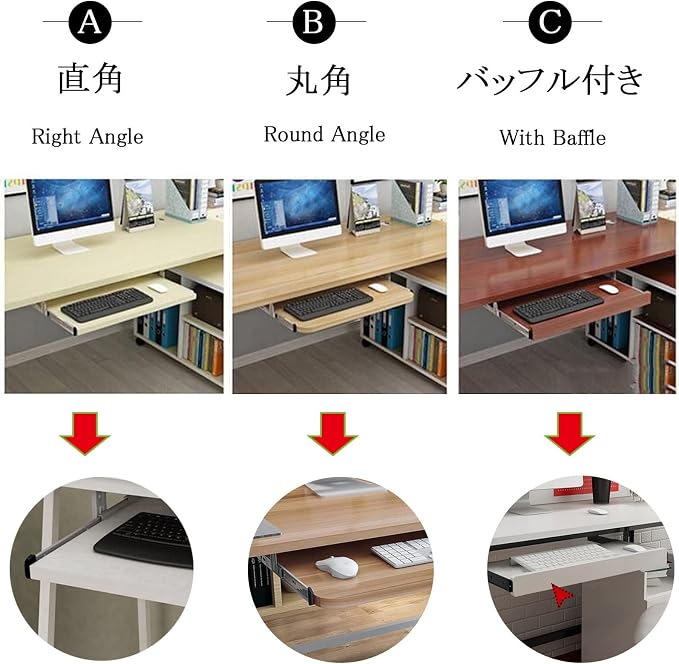 V3VOGUE Slide Keyboard Tray Under Desk Adjustable Height - Slide-Out Keyboard Drawers Platforms with Slides Rails - Keyboard Mouse Holder Workspace Organizers - Ergonomic Desk Extender