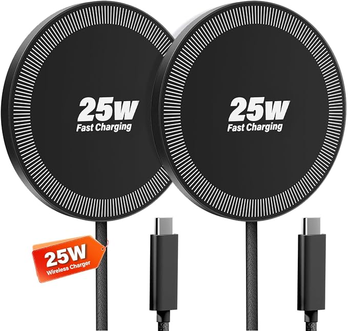 25W Wireless Charger for MagSafe, Magnetic Fast Charging Pad for iPhone 17/16/15/14/13/12 Series & AirPods, Strong Magnet, Thin & Portable Wireless Charger for Travel Home Office(Black, 4FT)