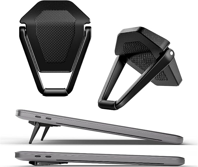 Portable Invisible Laptop Stand - 2PCS zinc Alloy Laptop Mini Stand Heat Dissipation pad, Laptop Lifter Suitable for 12-20 inch Laptop (One Size Mutil Color) (Black)