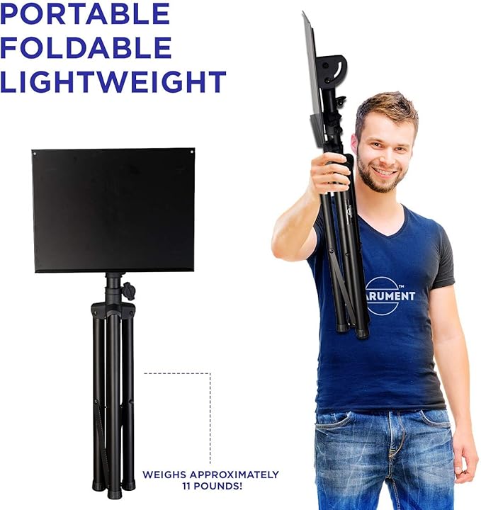 STARUMENT Projector Stand Tripod, Laptop Tripod Stand Adjustable Height 32.3????52??| Lightweight & Portable 15.3??x 12.2??Tilted Portable Laptop Stand | Raised Edges for Protection