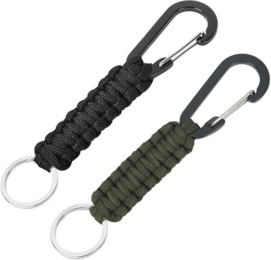 2 Pieces Paracord Keychain with Carabiner,Lanyard Clip for Keys Water Bottle Holder Backpack