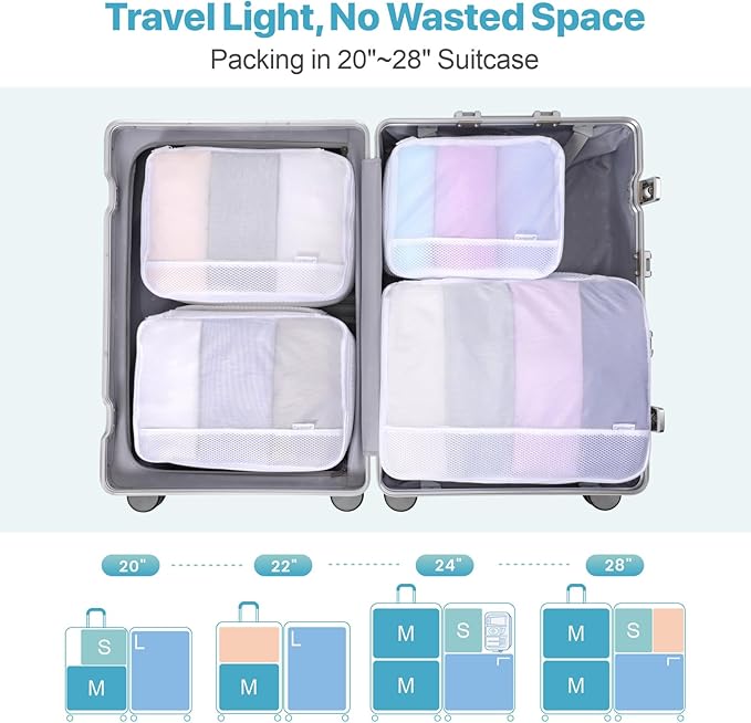 Cambond Mesh Packing Cubes for Travel Women - Lightweight Travel Bags Luggage Packing Organizer Travel Cubes for Suitcase with Handle