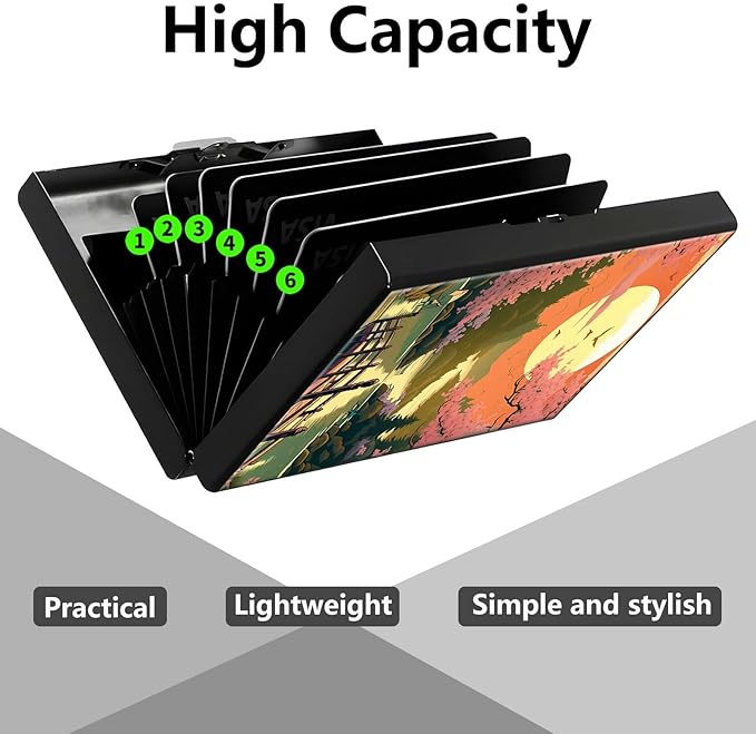 Credit Card Holder, Japanese Cherry Blossom Design Mini RFID Blocking Aluminum Wallet Slim Metal Hard Case Shell Travel Wallet ID Case Small Credit Cards Case Business Cards for Women Men