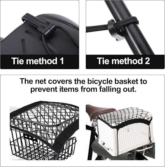 2PCS Motorcycle Bungee Cargo Net, Universal Elastic Automotive Small Cargo Net, Double Layer Storage Bungee Nets, Upgrade Bike Cargos Nets with Adjustable Hooks, 11" x 9"