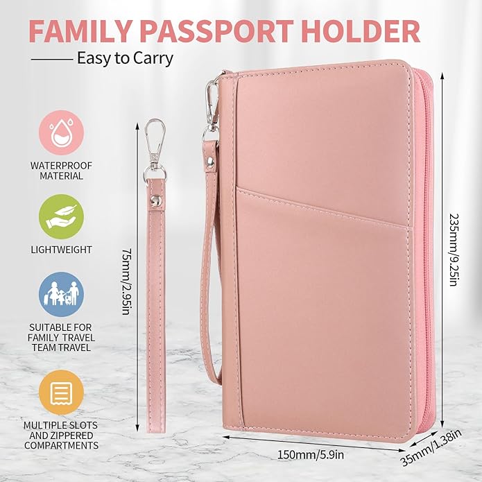 Leather Passport Holder Family, RFID Blocking Passport Wallet, Travel Essentials Premium Wallets