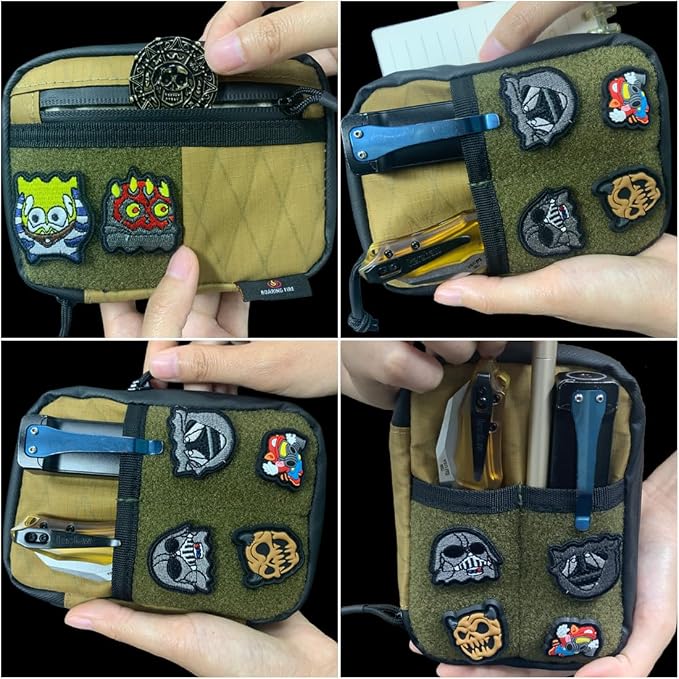 ROARING FIRE Brigos Men's Tactical Everyday Carry Gear Pouch - Waterproof Nylon Construction with RFID-Blocking Pocket, 3 Zippered Pockets and 5 Slip Pockets (American Flag Edition)