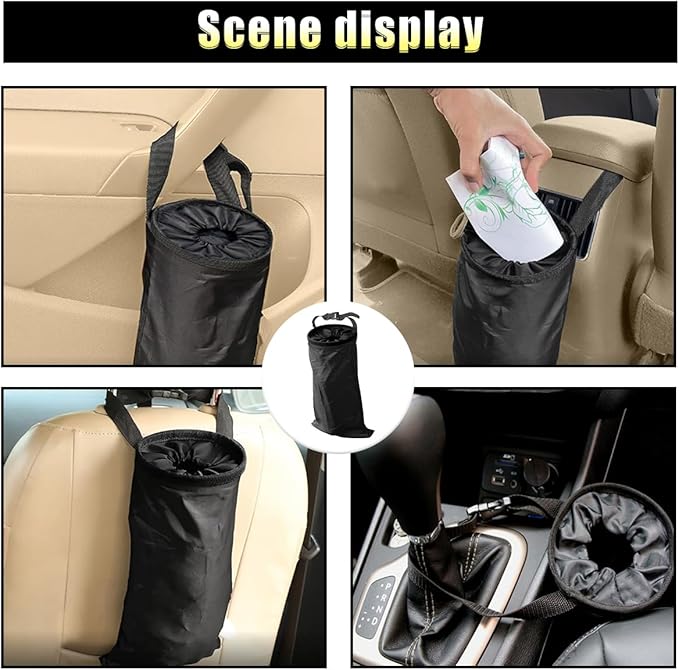 2PCS Car Trash Bag, Auto Portable Trash Can Universal Hanging Car Garbage Bag, Waterproof Garbage Can with Elastic Opening, Car Organizer Auto Accessories for Car, Home, Outdoor