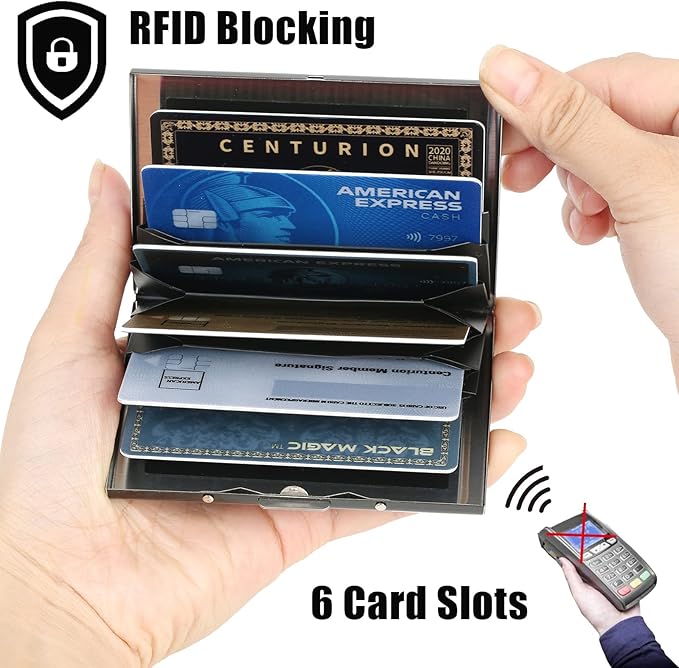 BONSYL® Credit Card Holder, RFID Blocking Slim Metal Credit Card Wallet, with Card Slots, for Women and Men. | RFID Blocking, Slim, 6 Card Slots