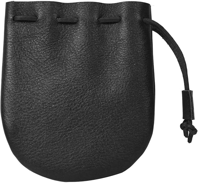 Nabob Leather Leather Drawstring Pouch, Coin Bag, Medicine Tobacco Pouch Medieval Reenactment Made in U.S.A Size 5" x 4.5"