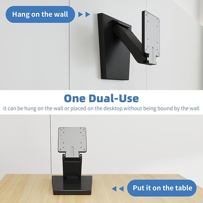 Adjustable Metal Folding Monitor Bracket for Touch Screen Desk Mount with VESA Hole 75x75mm&100x100mm All in Single PC Stand (Black)