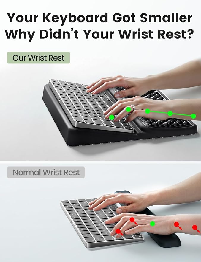 Vaydeer Keyboard Wrist Rest, Keyboard Stand with Wrist Support, Soft Memory Foam Ergonomic Riser for 60%-65% Keyboard Holder Tilt Lift for Carpal Tunnel, Office Gaming Computer Typing Hand Arm Cushion