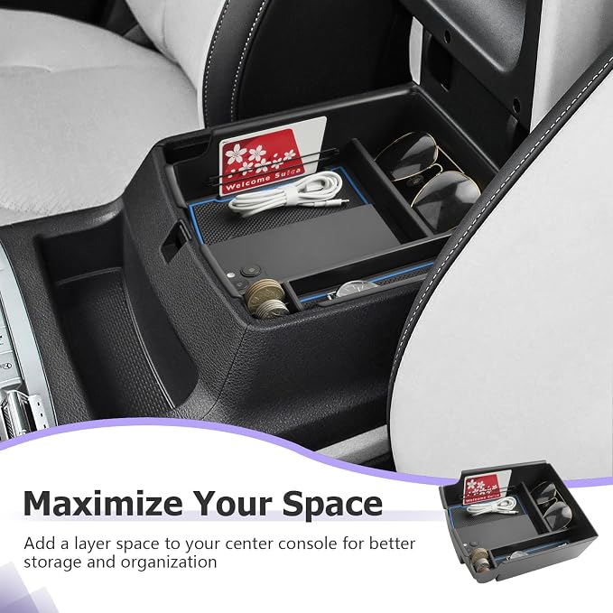 LUWU 2025 2026 Carnival Center Console Organizer Compatible with Kia Carnival KA4 2022-2025 2026 Accessories Armrest Console Storage Box Insert Tray ABS Material Black Coin Container, Blue