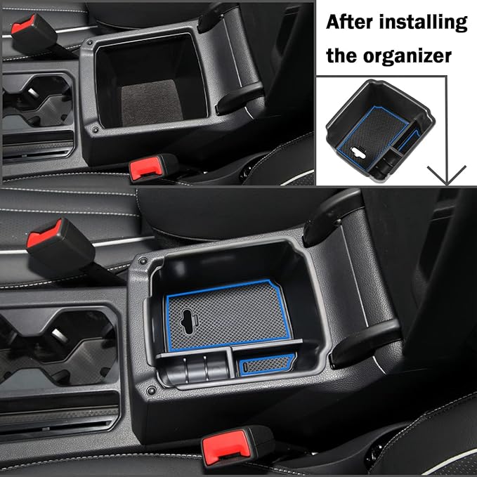 TACORBO Center Console Organizer Compatible with 2022 2023 2024 Taos and 2018 2019 2020 2021 2022 2023 2024 Tiguan Accessories Armrest Secondary Storage Box, Interior ABS Insert Glove Box Tray