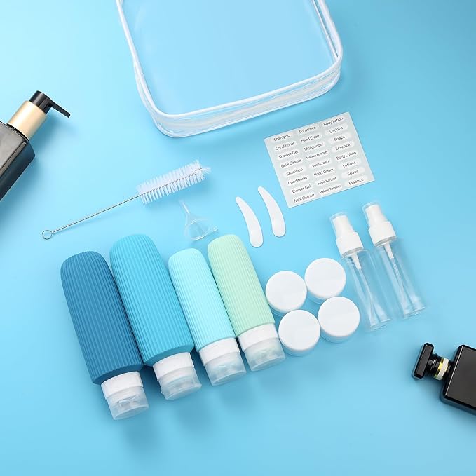 Mrsdry 16 Pack Travel Bottles for Toiletries, Large 6oz Silicone Travel Containers, Leak Proof Refillable Liquid Shampoo And Conditioner Travel Essentials