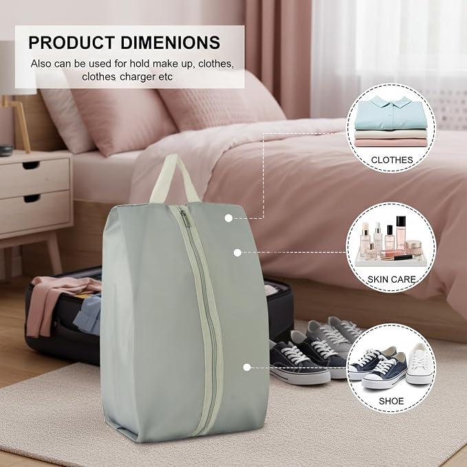 6pcs Portable Shoe Organizer, Travel Pouches with Zipper, Golf Shoe Bags, Clothes Bags, Soccer Cleats Bag Shoe Pouch for Gym, Waterproof, Odor-Resistant (Grey)